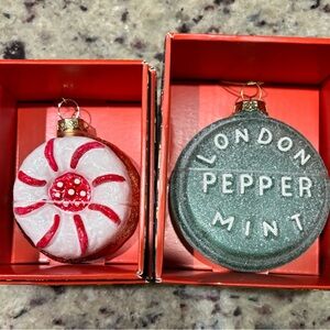 John Derian ornaments bundle of 2 cookie and peppermint